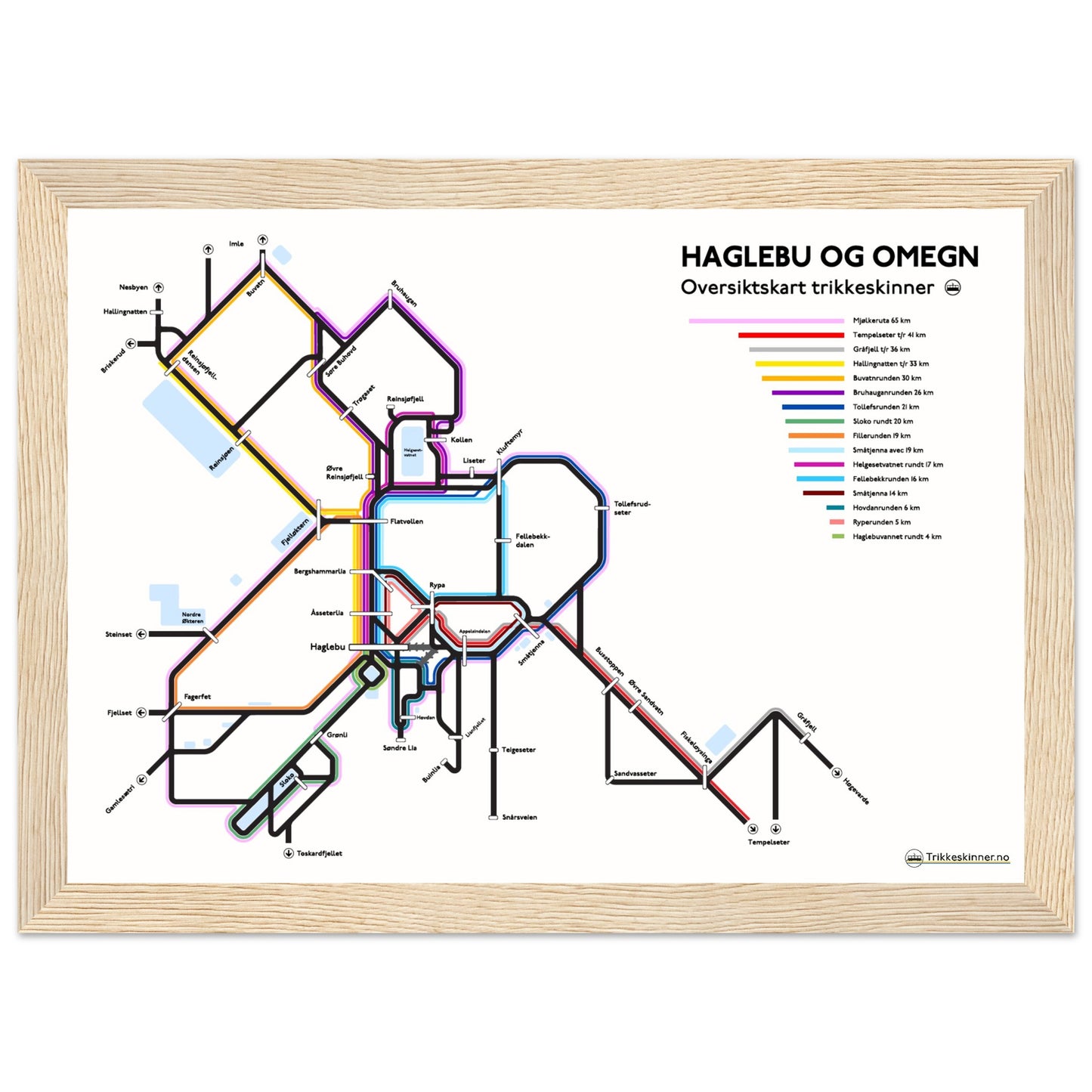 HAGLEBU OG OMEGN - Trikkeskinner // Plakat med treramme