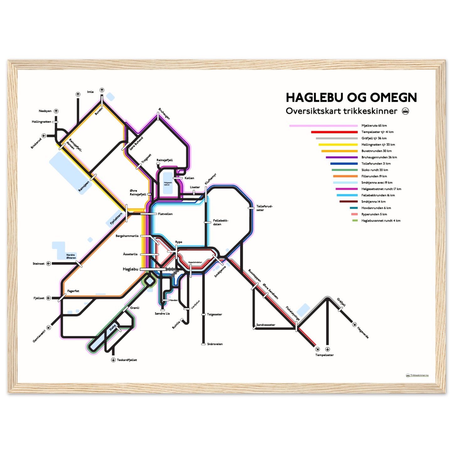 HAGLEBU OG OMEGN - Trikkeskinner // Plakat med treramme