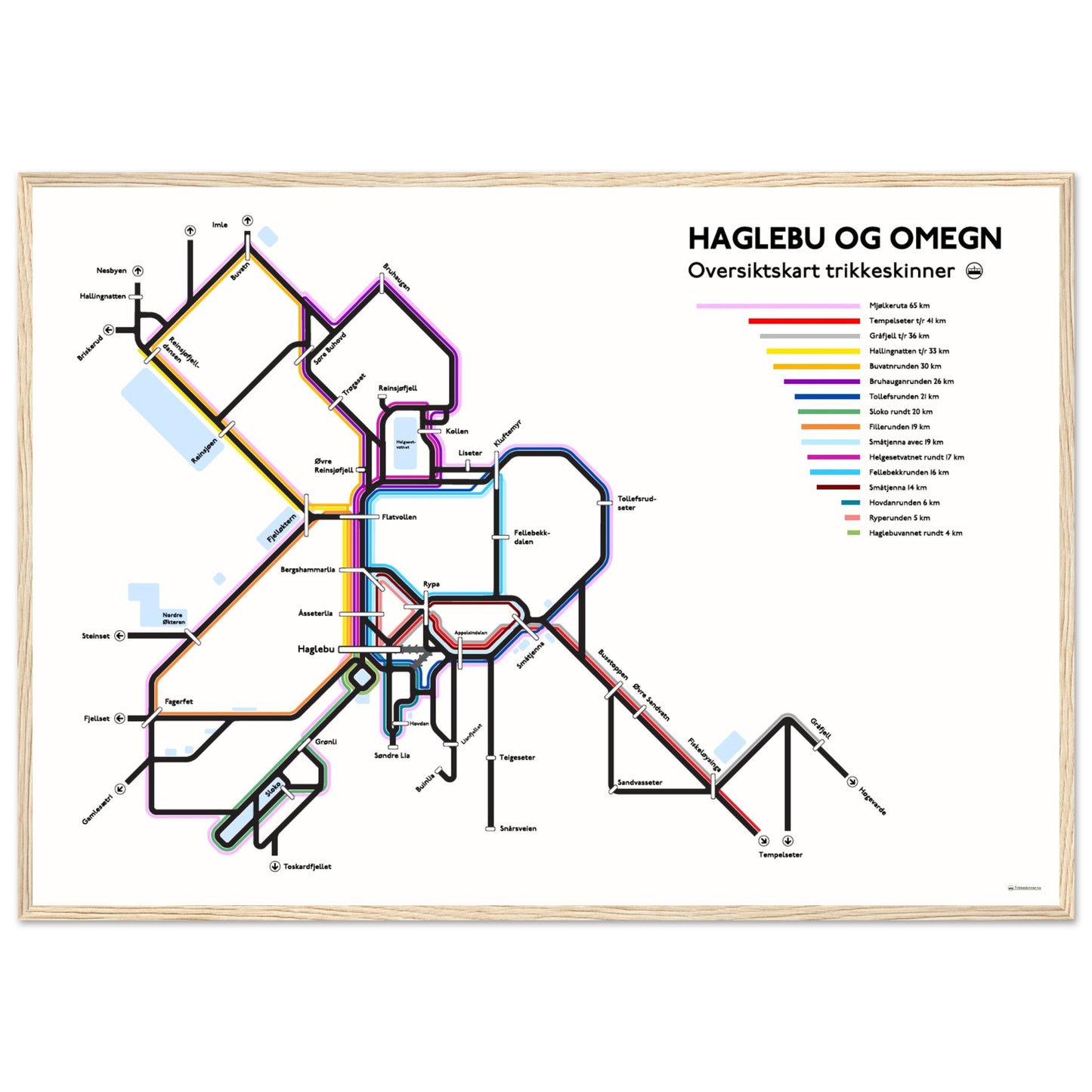 HAGLEBU OG OMEGN - Trikkeskinner // Plakat med treramme