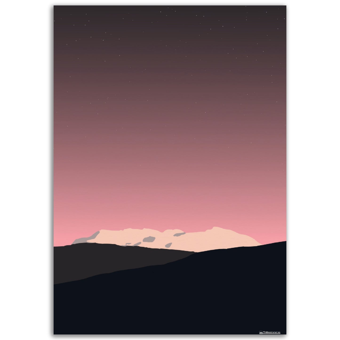 Solnedgang over sesongen første snø // Plakat