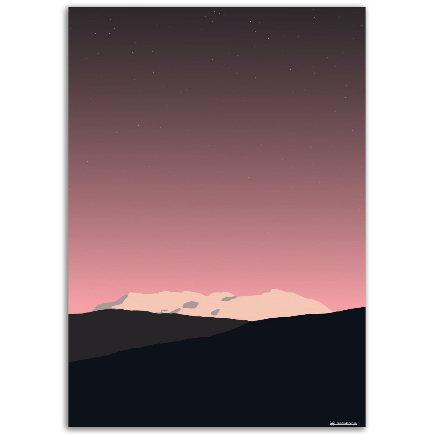 Solnedgang over sesongen første snø // Plakat